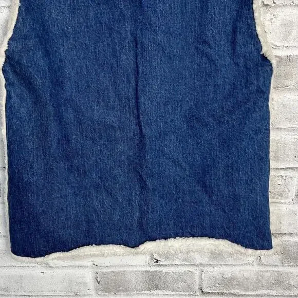 Vintage Handmade Sherpa Lined Denim Vest - Picture 8 of 9